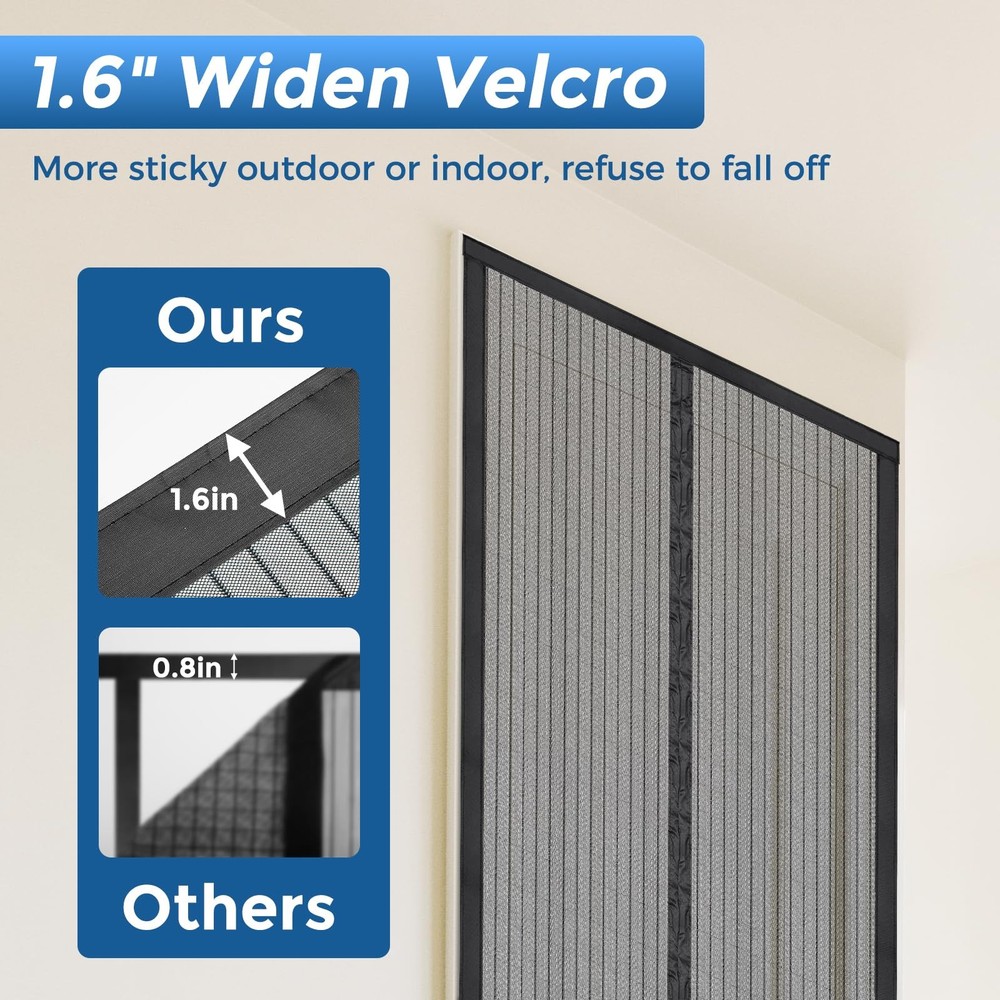 Smartor Magnetic Screen Door Fit 36"x82", Polyester-Black