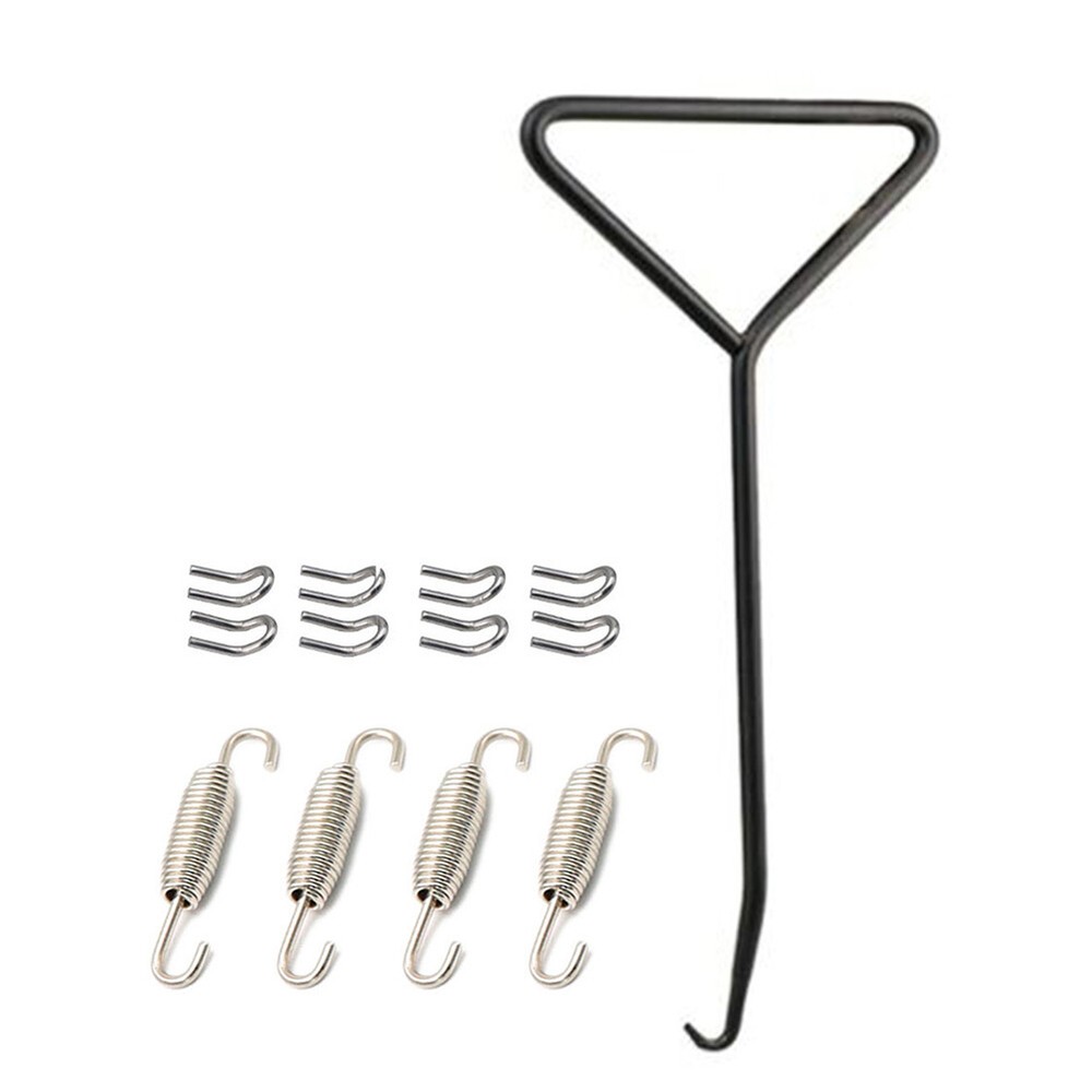 Exhaust Pipe Muffler Mounting Springs Hooks Set Link A01 Chrome Motorcycle