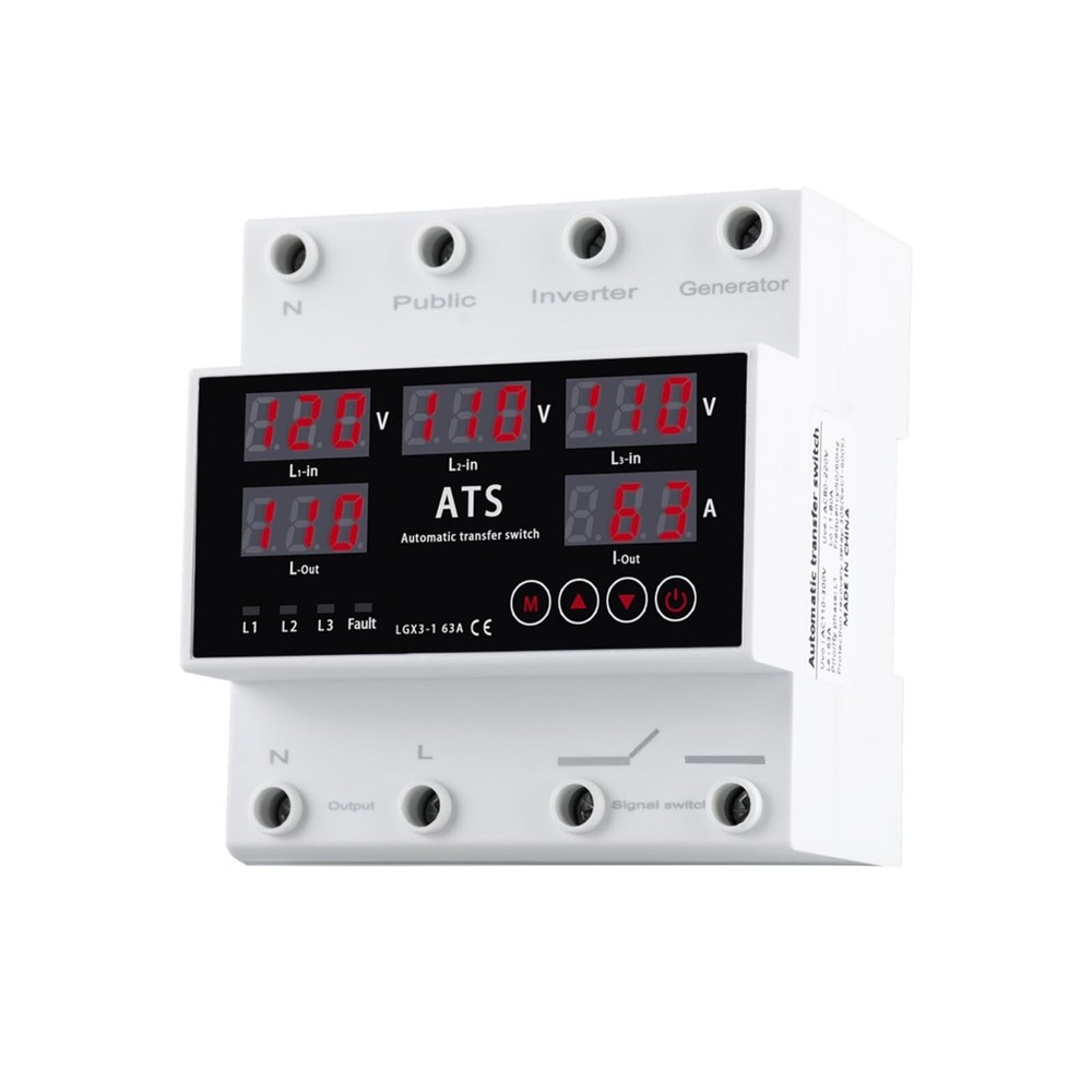 Automatic Transfer Switch 63A for Utility Power, Generator & Inverter Protection