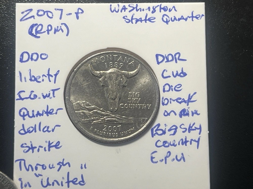 2007-P Montana State Quarter Mint Error (Cud)