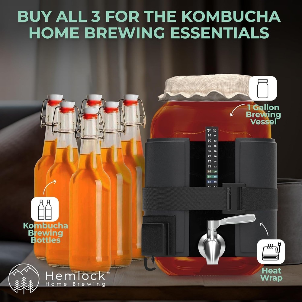 Kombucha Heating Wrap - Fermentation Heater Mat Pad with Temperature Control