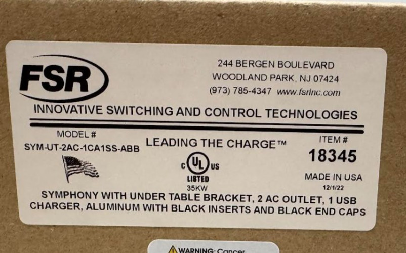 FSR SYM-UT-2AC1CA1SS-ABB Symphony Under-Table Stocked Model