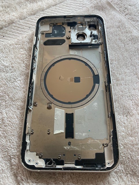 Apple iPhone 13 rear housing back glass chasis white C )