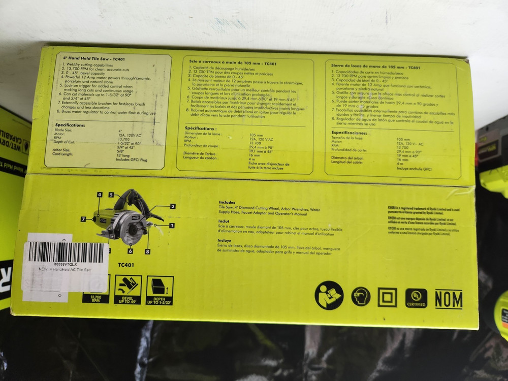 RYOBI 4" Tile Saw TC401