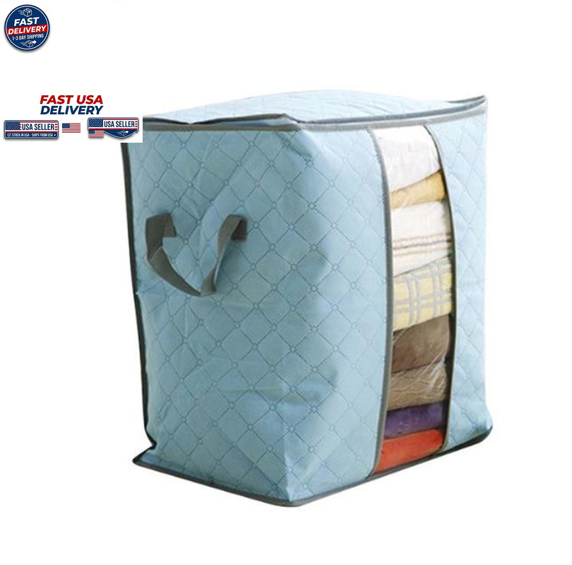 Bamboo Charcoal Clothes Storage Bag Deodorizing Wardrobe Organizer Blue