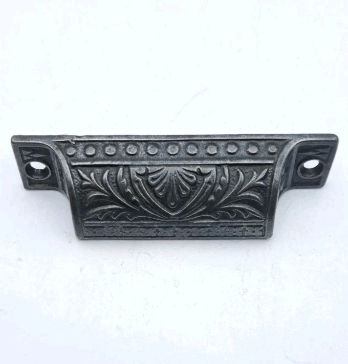 Antique Bin Pull Apothecary Drawer Pull Handle Old Eastlake Cast Iron Hardware