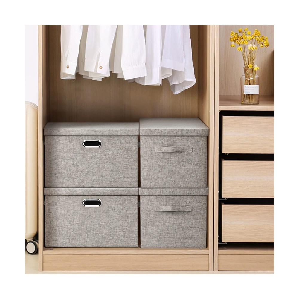 Graciadeco Large Quart Collapsible Stackable Storage Bins with Lids, 3 Packs ...