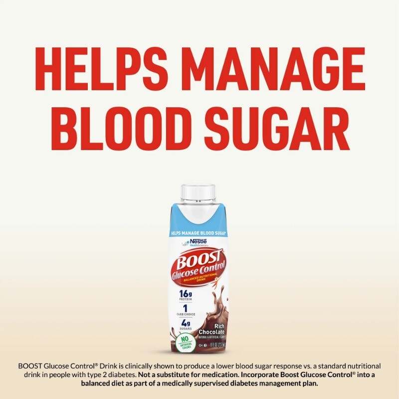 BOOST Glucose Control Nutritional Drink, Rich Chocolate, 16 g Protein