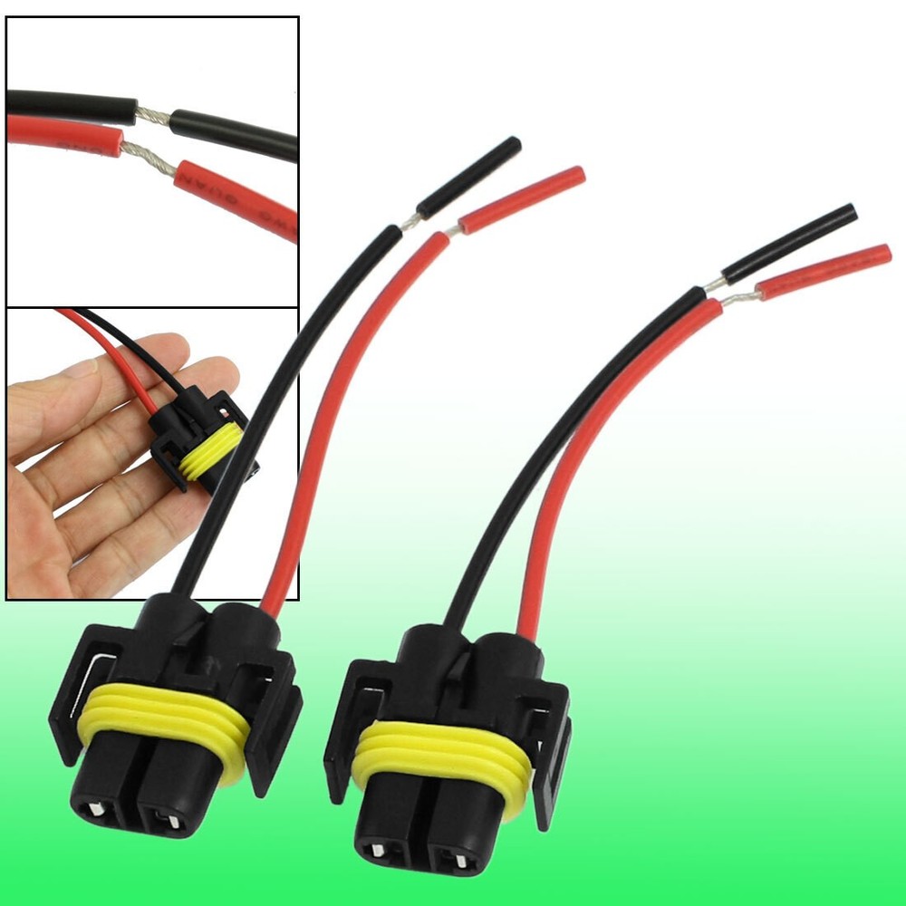 2 Pcs DC 12V Auto Car Headlight H11 Socket Harness Plastic Connector