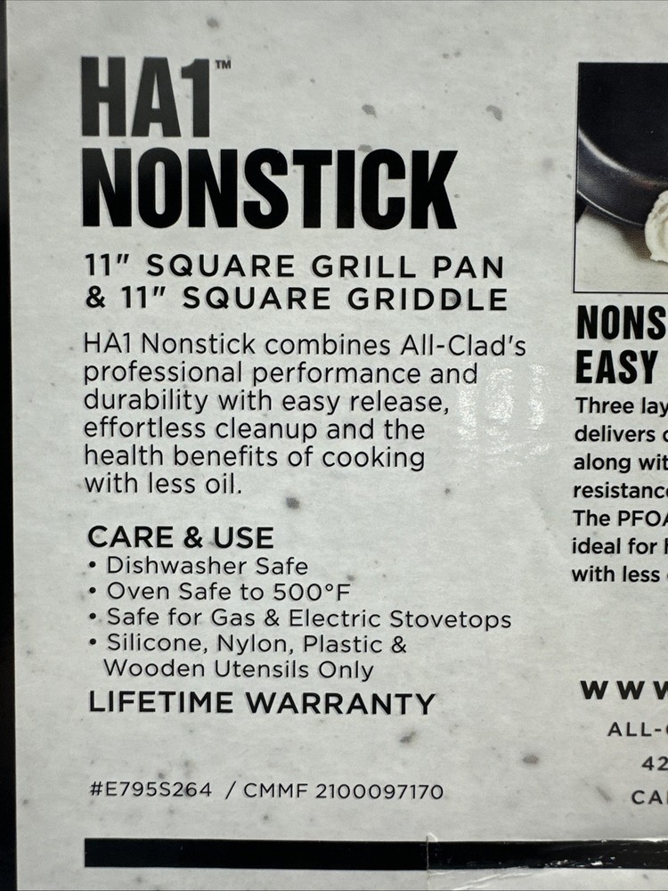 New ALL-CLAD HA1 Nonstick Square Griddle & Grill Set Bundle