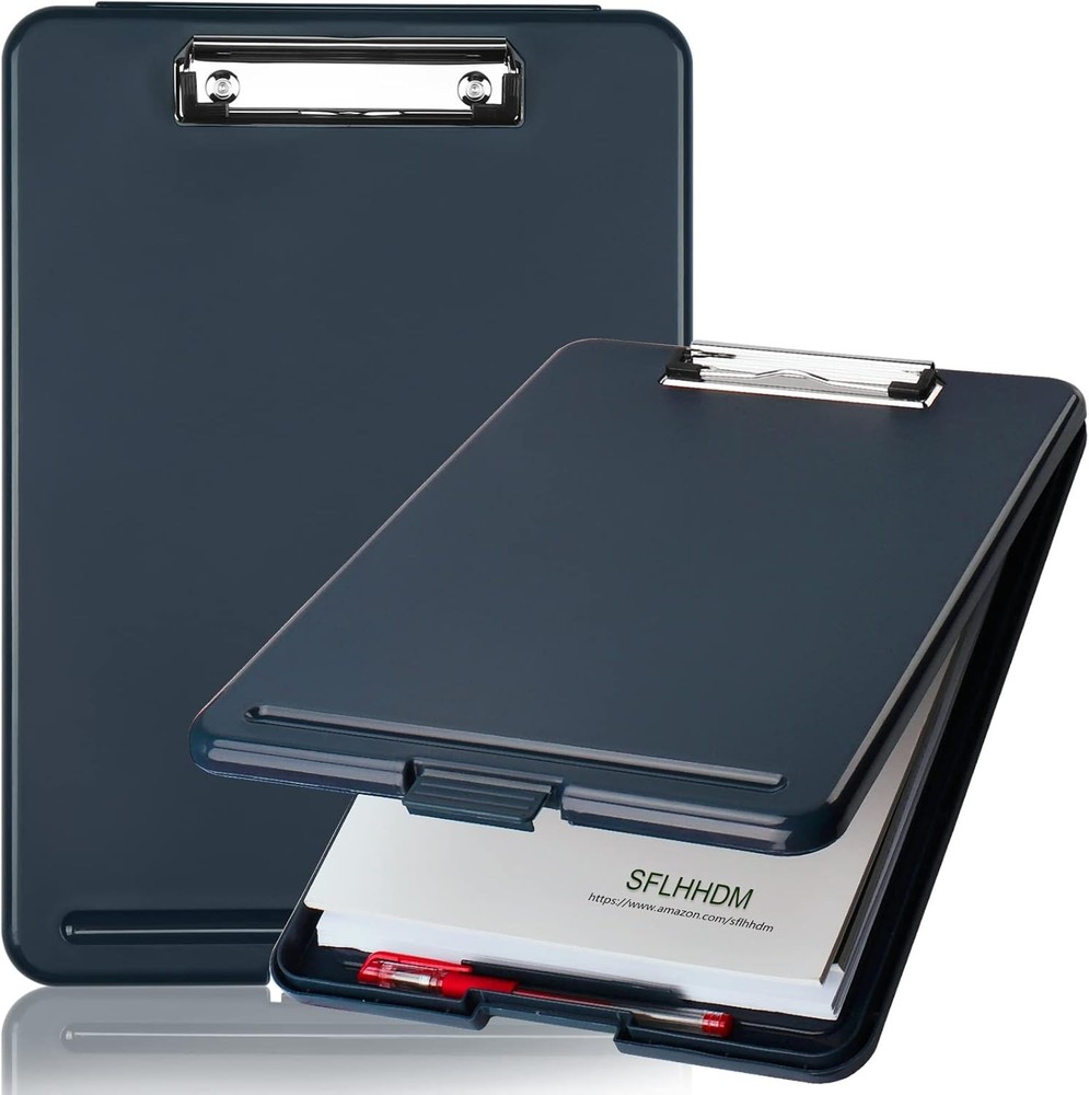 Clipboard with Storage Foldable for 85x11 Paper Gray Blue