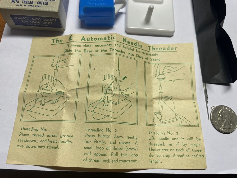 NOS Vintage 1970’s Hong Kong Automatic Needle Threader Thread Cutter