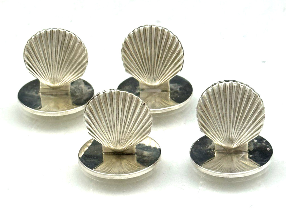 4 TIFFANY Sterling SHELL Form PLACE CARD HOLDERS