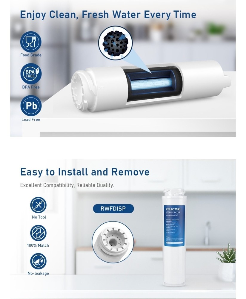 RWFDISP & RWFIC Water Filter Replacement, Compatible W Viking Built-in...2 PACK