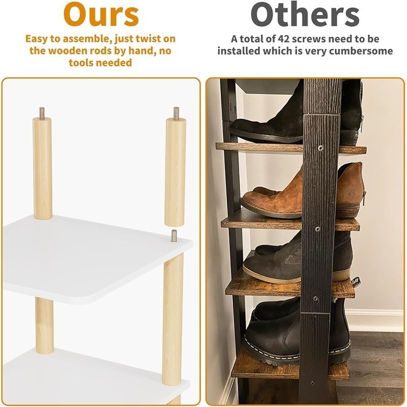 Space Saving Vertical Shoe Rack 8 Tier Adjustable Organizer Tool Free Assembly