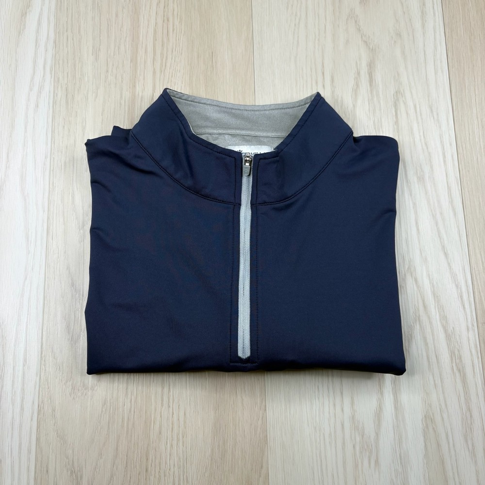 Peter Millar Mens Navy Wicking Perth Performance Quarter Zip Pullover Size 2XL