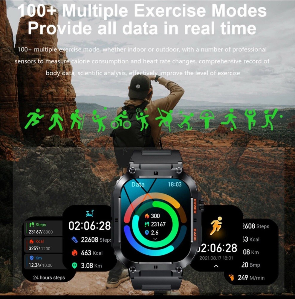 Fitness Smartwatch Call Text Waterproof for Google Pixel 7 Pro Android Iphone