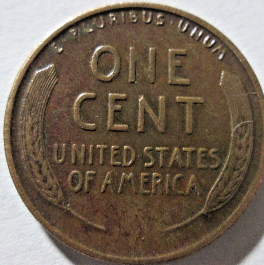 1919-D WHEAT CENT, BROWN, XF/AU CONDITION, REVERSE DIE CRACK ERRORS, CIRCULATED