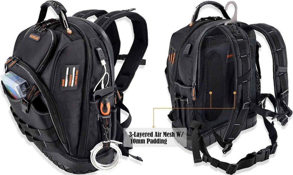 77-Pockets Tool backpack, Tool backpack for men, HVAC tool bag backpack