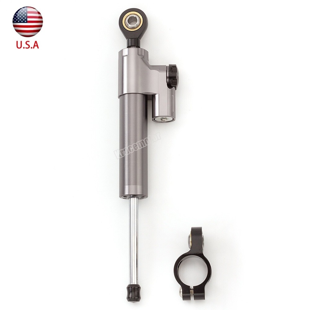 CNC Adjustable Steering Damper Stabilizer Motorbike Accessories Universal Gray