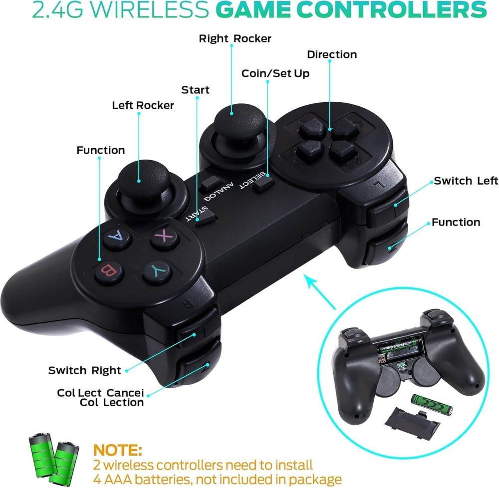 Retro Game Console, Retro Gaming Console, Wireless Retro Game Console, Plug &...