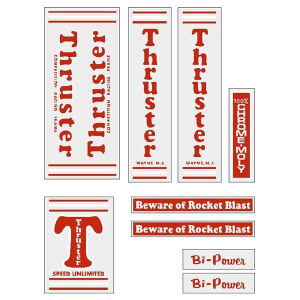 Thruster - BI POWER RED T on CLEAR decal set