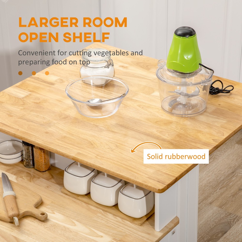 Kitchen Island Sideboard Buffet with Storage Shelves 2-Layer Countertop Drawers