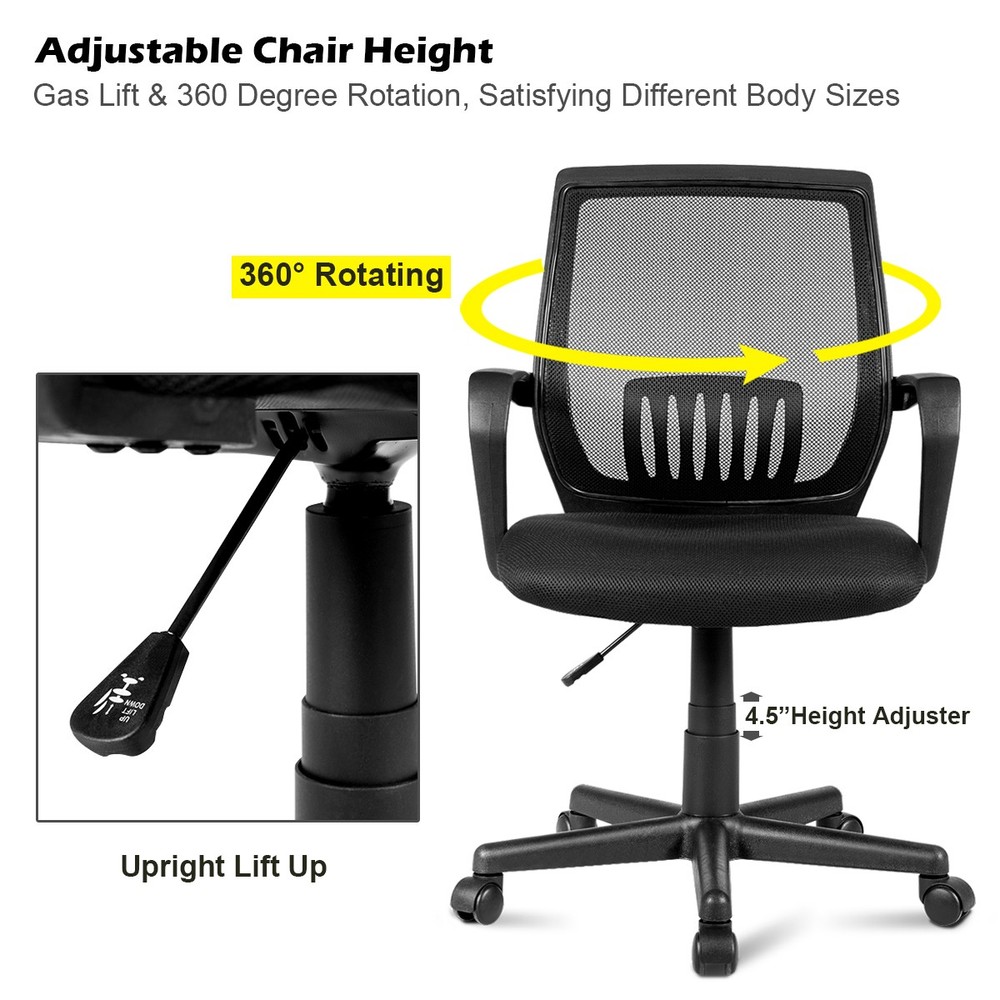Office Chair Mesh Computer Desk Chair Lumbar Support Adjustable Rolling Swivel