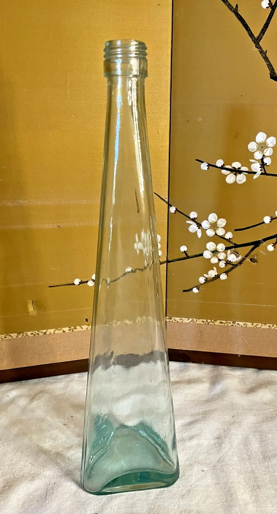 Vtg Triangular Aqua Colored Bottle 14.5" Tall