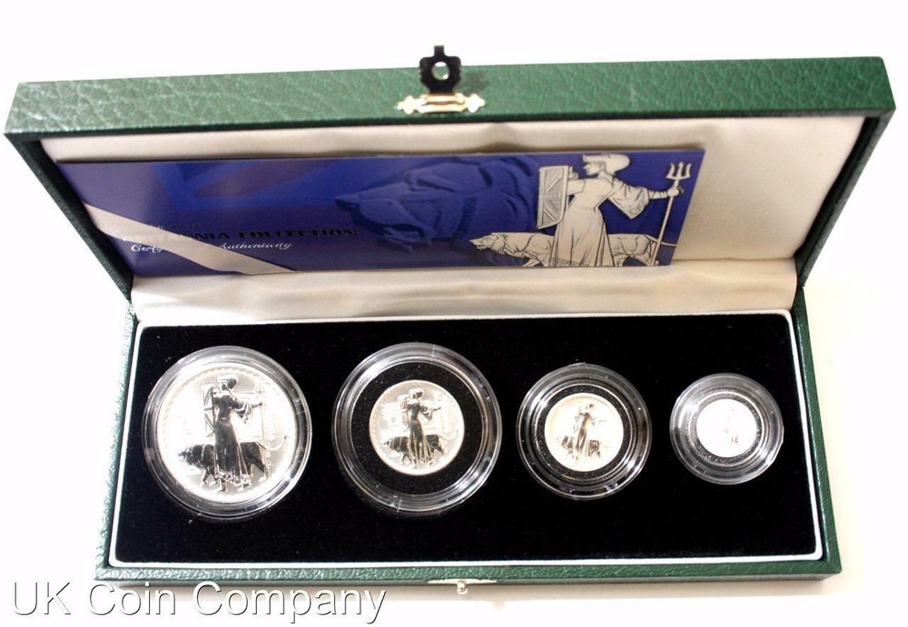 2001 Britannia Fine Silver Proof Four Coin Set Boxed & Certificate