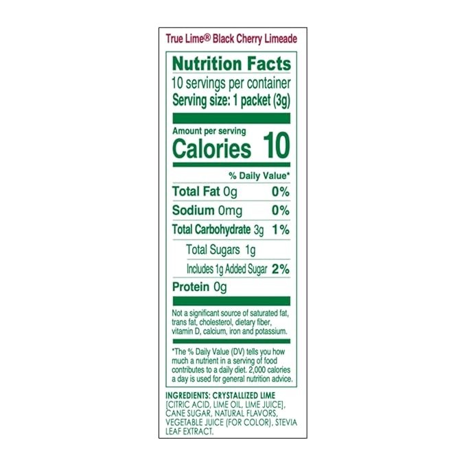 TRUE LIME Black Cherry Limeade Drink Mix (10 Packets) | Made from Real Limes ...
