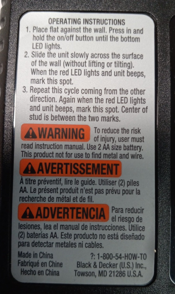 Black & Decker Stud Sensor SF100