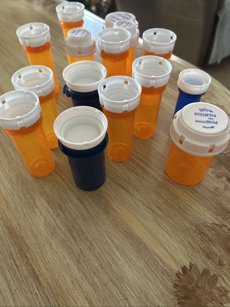 15  Empty Pill Rx Bottles Vials Plastic Storage Prescription Clean