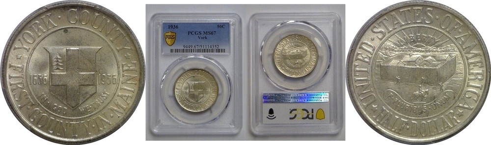 1936 York Commemorative Half Dollar   PCGS MS-67