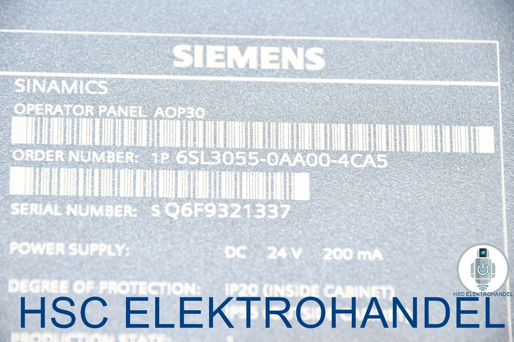 Siemens 6SL3055-0AA00-4CA5 SINAMICS Operator Panel AOP30