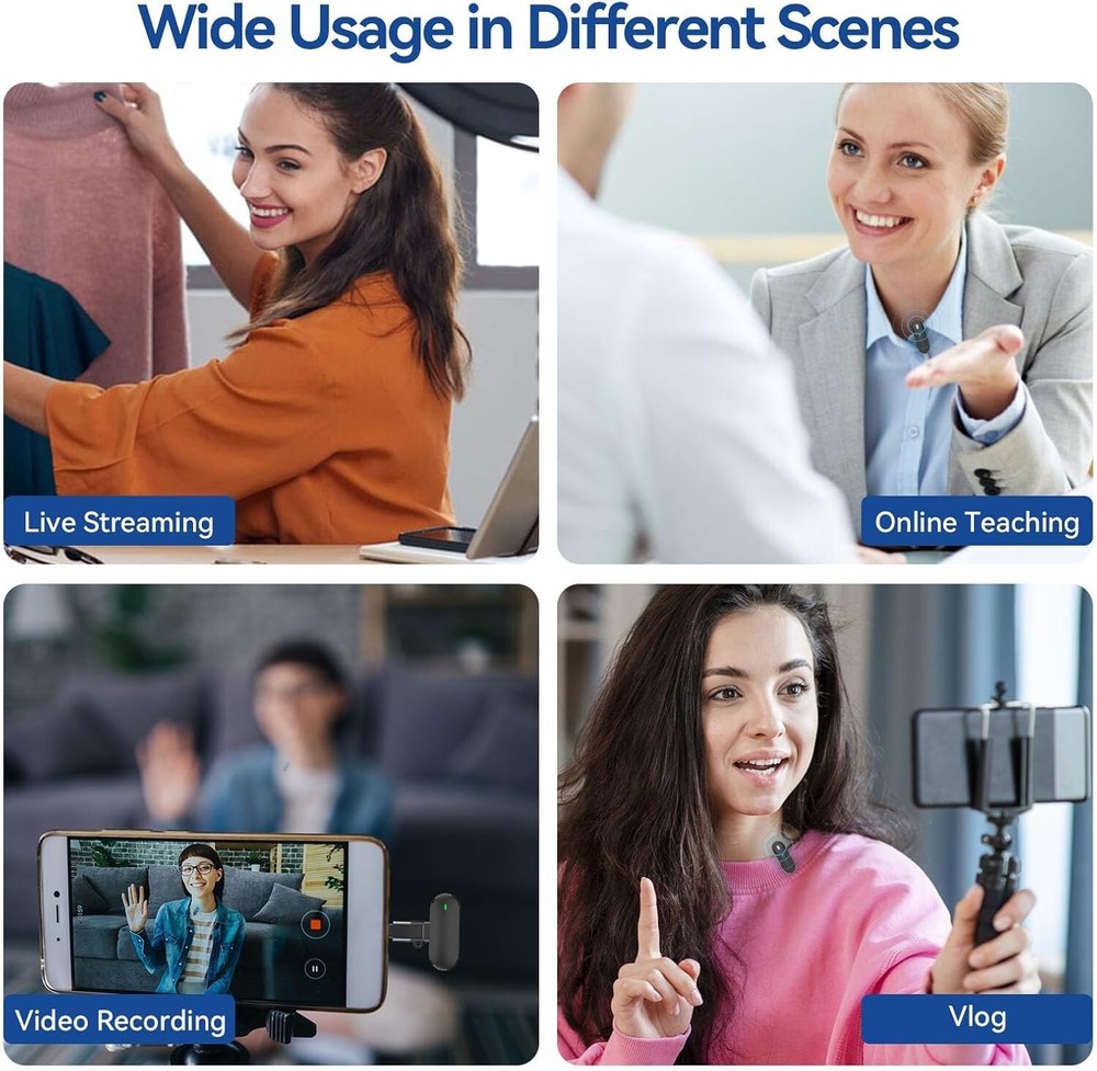 Wireless Lavalier Microphones for iPhone, Android, & Camera 2.4G Video Recording