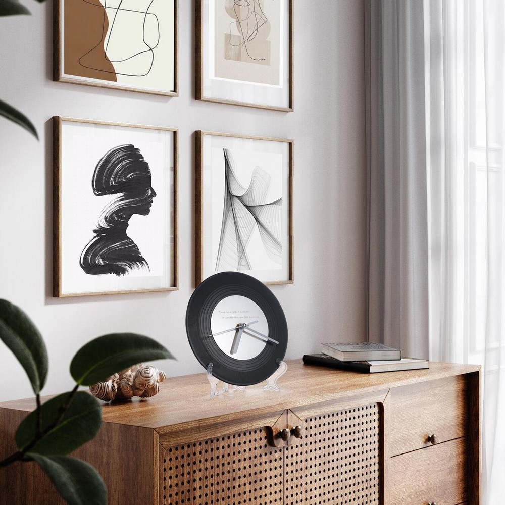 Customizable Text - Personalized Vinyl Record Style Silent Movement Quartz Clock