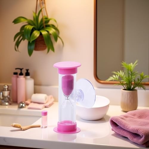 Pink 2/3 Minute Plastic Sand Timer Hourglass Sand Clock with Suction Cup Time