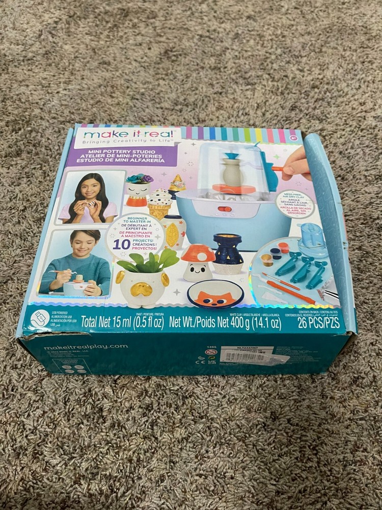 Make It Real: Mini Pottery Studio - 26 pcs DIY Pottery Kit New/Open Damaged Box