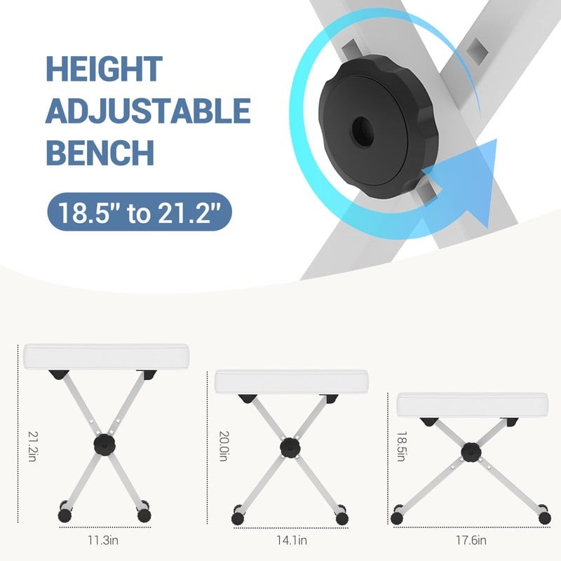 2 Pack Portable Adjustable Piano Bench, Folding Keyboard Stool