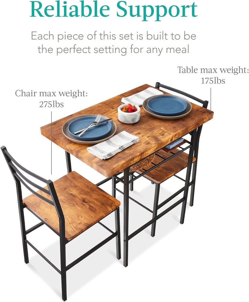 3-Piece Modern Dining Set Space Saving Dinette Kitchen Dining Room Small Space