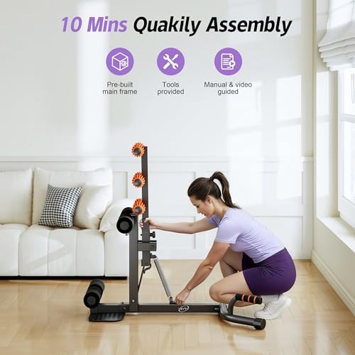 Deep Squat Machine, Adjustable Glutes Trainer Machine, Core & Abs Black&Orange
