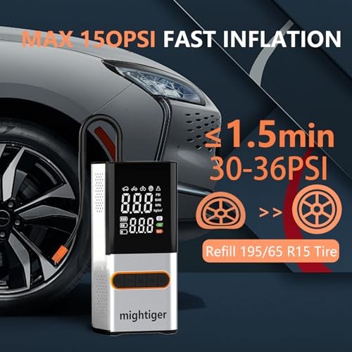 Tire Inflator Portable Air Compressor Cordless Mini Automatic Air Pump Silver