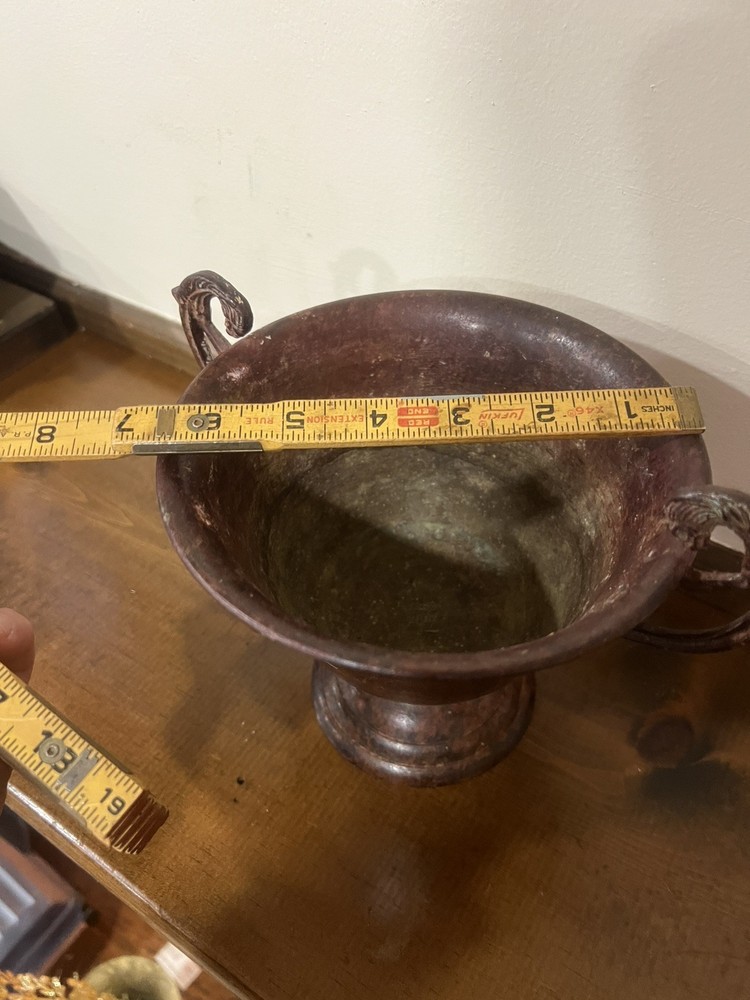 Red Distressed Double Handled Urn Style Planter Vase Real Bronze