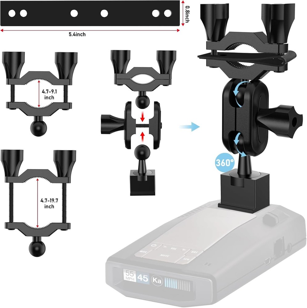 Rearview Mirror Mount for Radar Detectors - Compatible with Escort Models