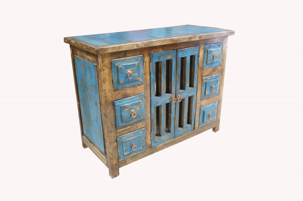 Burbank Custom Rustic Bathroom Vanity Blue Wash 48"