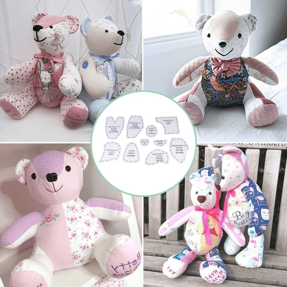 10 Pcs Memory Bear Sewing Patterns Template Memory Bear Acrylic Template Rule...