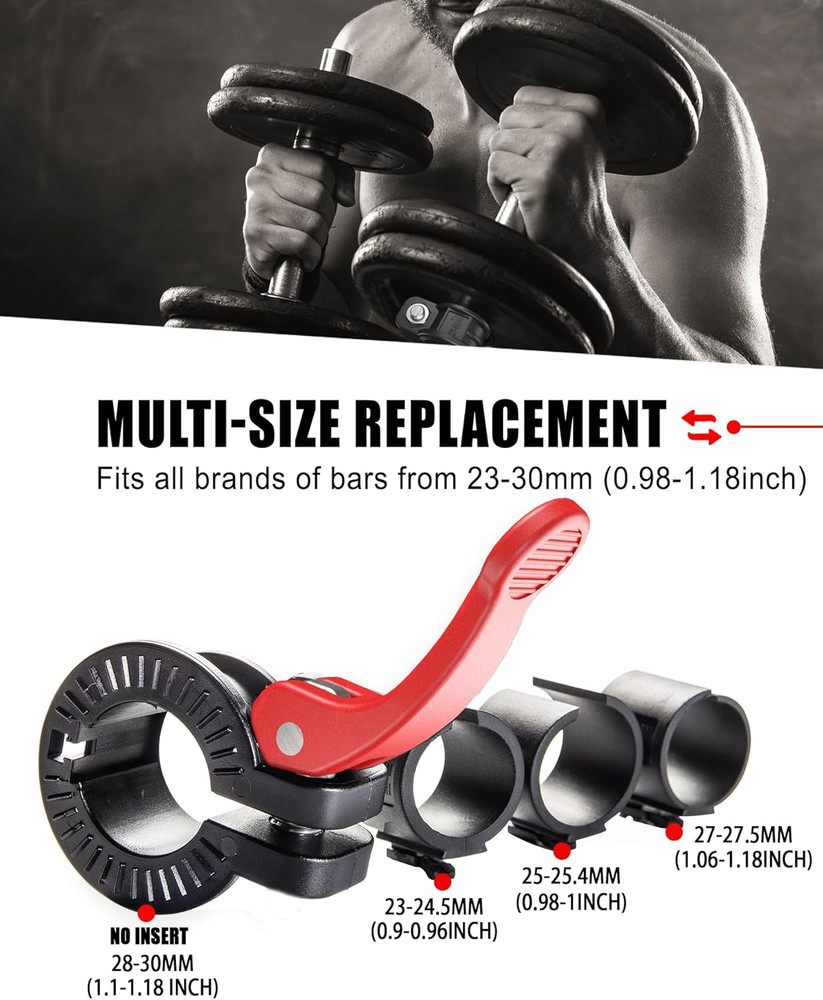 Adjustable 1-Inch Barbell Clips - Quick Release Locking Weight Clamps Pair