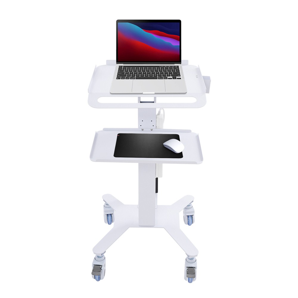 Rolling PC Cart Mobile Computer Workstation Stand Adjustable Beauty Spa Cart