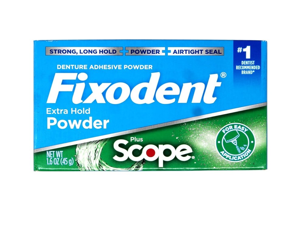 Fixodent Denture Adhesive Powder, Extra Strong, Plus Scope, Long...